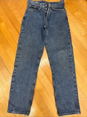 Zara Button-Fly High-Waist Jeans - Blue